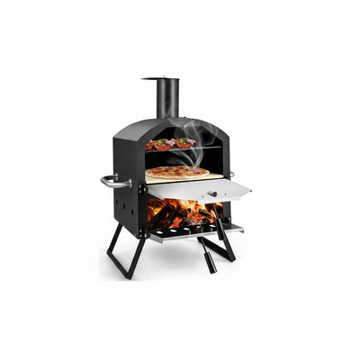 Giantex Portable 2-Layer Wood-Fired Outdoor Pizza Oven