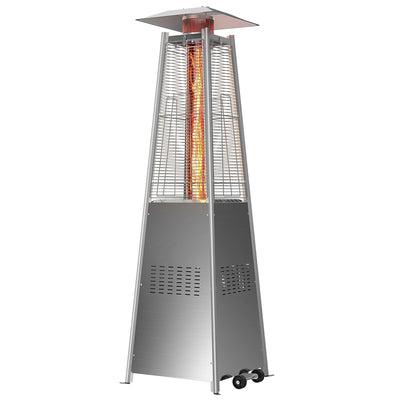 Pyramid Patio Heater, 42000 BTU Outdoor Patio Heater, 7.5 Feet LED Standing Heater with Cover and Wheels, Gray