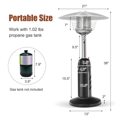 13,000BTU Portable Patio Tabletop Heater Outdoor Propane Gas Heater W/ Weighted Base