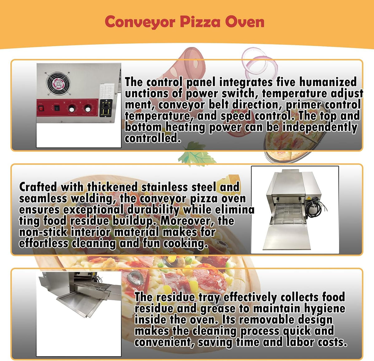 Pizza Baking Oven Commercial Countertop Pizza Oven 12" Belt Reversible Conveyor for Restaurant 220V 1PH 6KW