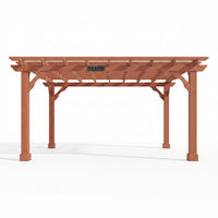 12X24 FT Premium Cedar Wood Pergola with Trellis Roof & Stakes | Outdoor Pergola Kit with Weather-Resistant Support, Backyard Gazebo for Patio, Garden & Events, Reddish-Brown