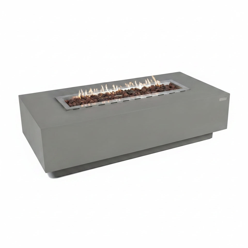 Granville Fire Table Outdoor Fire Pit 60" X 27" Cast Concrete Firepit Includes Lava Rocks 45,000 Btus Outdoor Fireplace for Patio Furniture Set, Deck, Porch, Outdoor Heater - Natural Gas