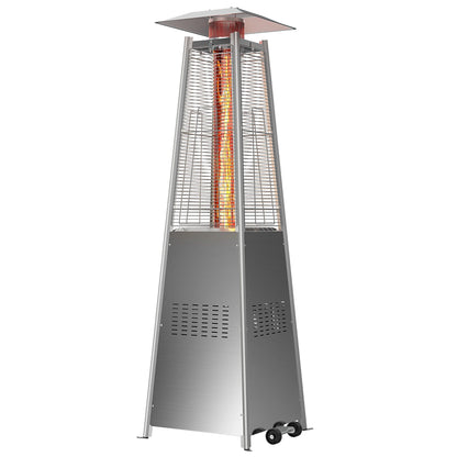 Pyramid Patio Heater, 42000 BTU Outdoor Patio Heater, 7.5 Feet LED Standing Heater with Cover and Wheels, Gray