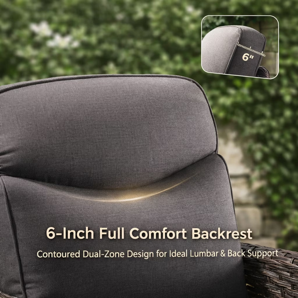 5 Pieces Outdoor Patio Furniture Set with Swivel Rocker Chairs and 6" Thick Cushions,Wicker Conversation Set with Sectional Sofa and Ottomans for Porch Deck Backyard Poolside