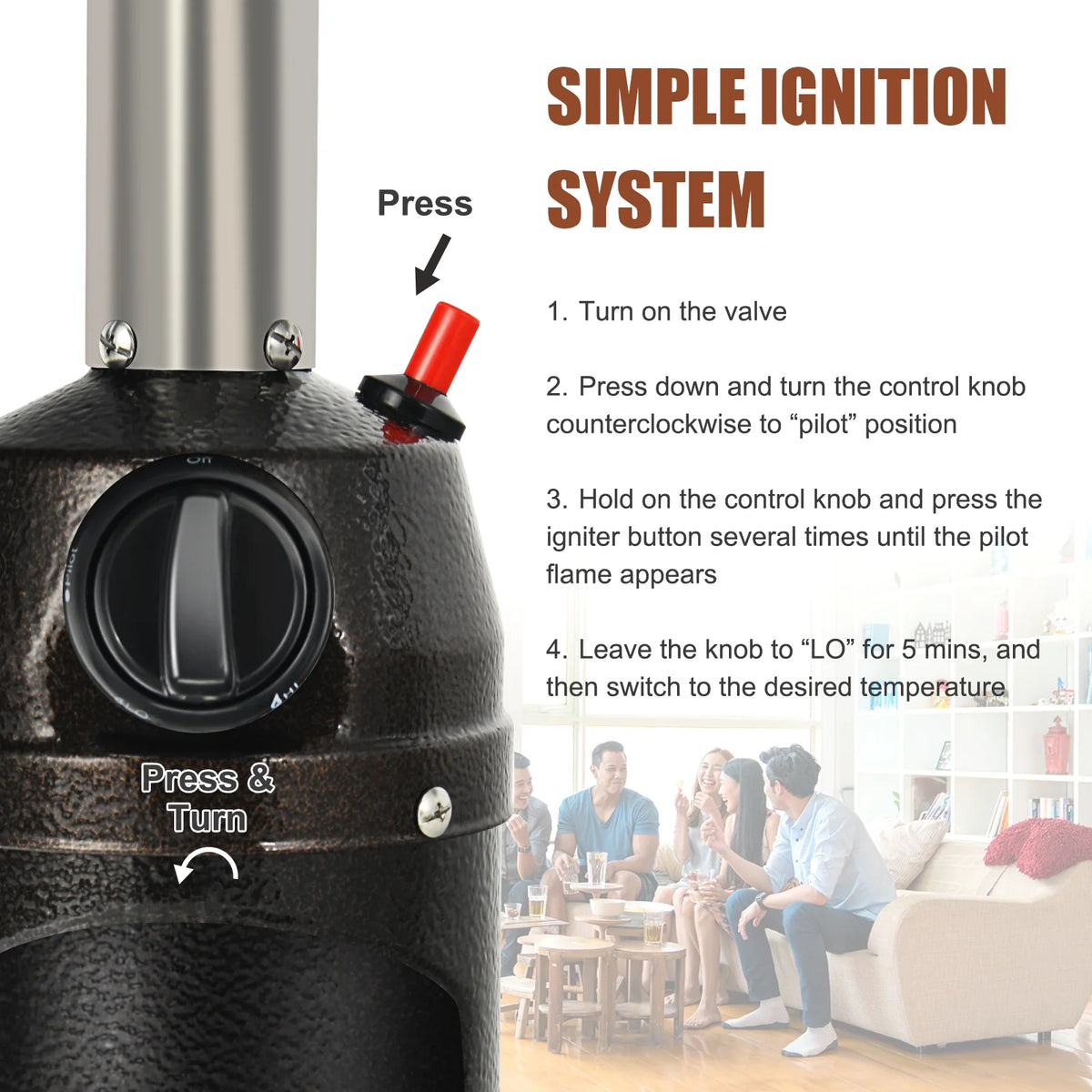 13,000BTU Portable Patio Tabletop Heater Outdoor Propane Gas Heater W/ Weighted Base