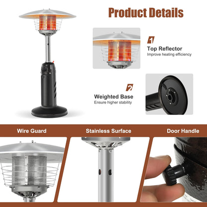 13,000BTU Portable Patio Tabletop Heater Outdoor Propane Gas Heater W/ Weighted Base