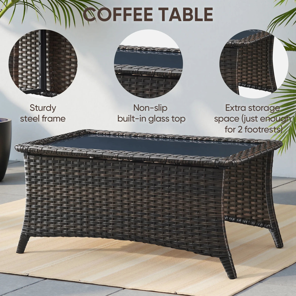 5 Pieces Outdoor Patio Furniture Set with Swivel Rocker Chairs and 6" Thick Cushions,Wicker Conversation Set with Sectional Sofa and Ottomans for Porch Deck Backyard Poolside