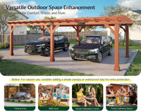 12X24 FT Premium Cedar Wood Pergola with Trellis Roof & Stakes | Outdoor Pergola Kit with Weather-Resistant Support, Backyard Gazebo for Patio, Garden & Events, Reddish-Brown