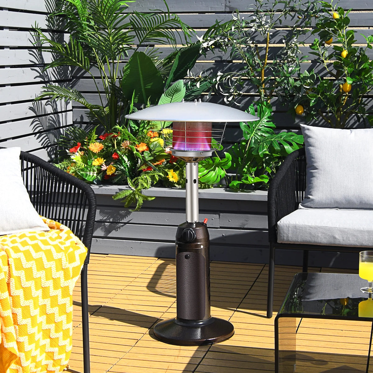 13,000BTU Portable Patio Tabletop Heater Outdoor Propane Gas Heater W/ Weighted Base