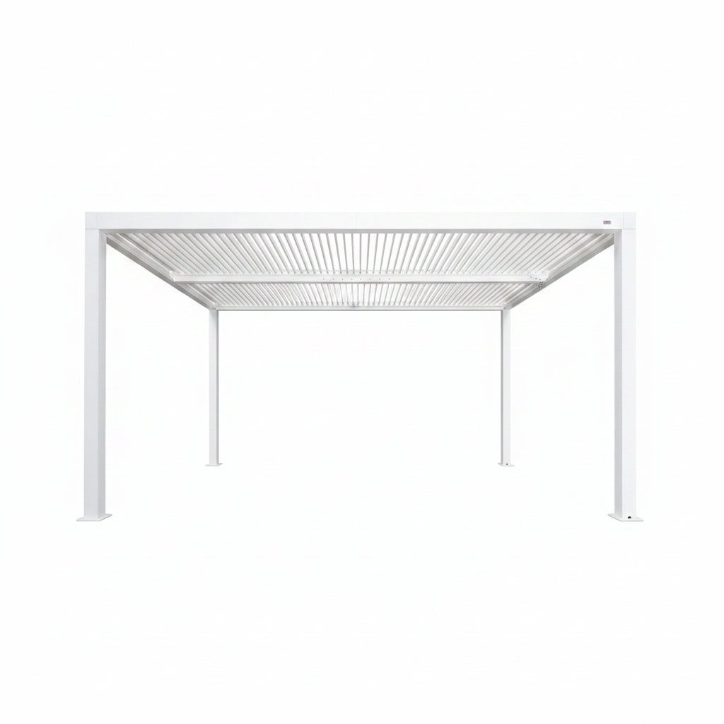 Louvered Pergola Modern White Pergola with Adjustable Roof for Deck Backyard Garden