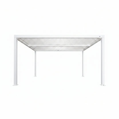 Louvered Pergola Modern White Pergola with Adjustable Roof for Deck Backyard Garden